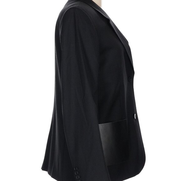 NWT The Kooples Black Two-Button Leather-Pocket Versatile Blazer Size 40 - Picture 5 of 11